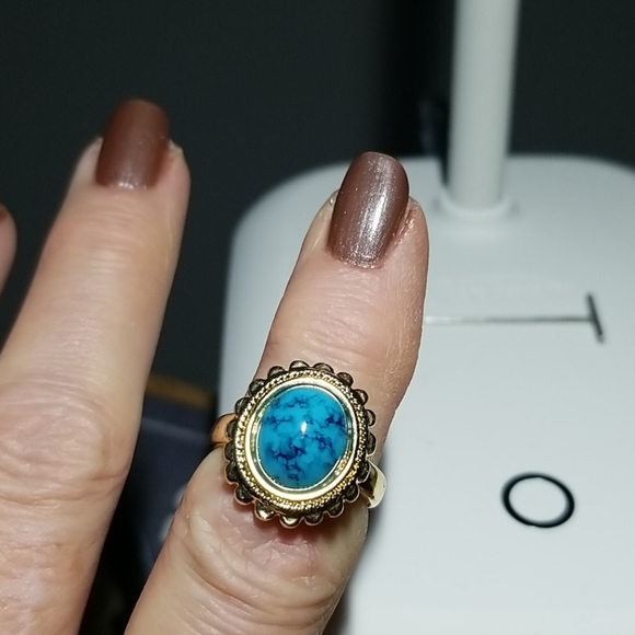 EB costume gold turquoise jewelry set - Picture 2 of 10